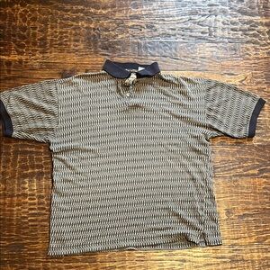 Men's Patterned Polo Shirt - Black and White